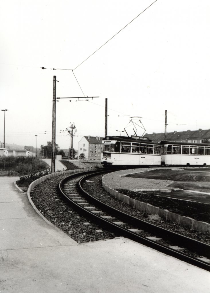 Gotha-Zug vor 1989 in der Wendeschlaife Gnterstrasse