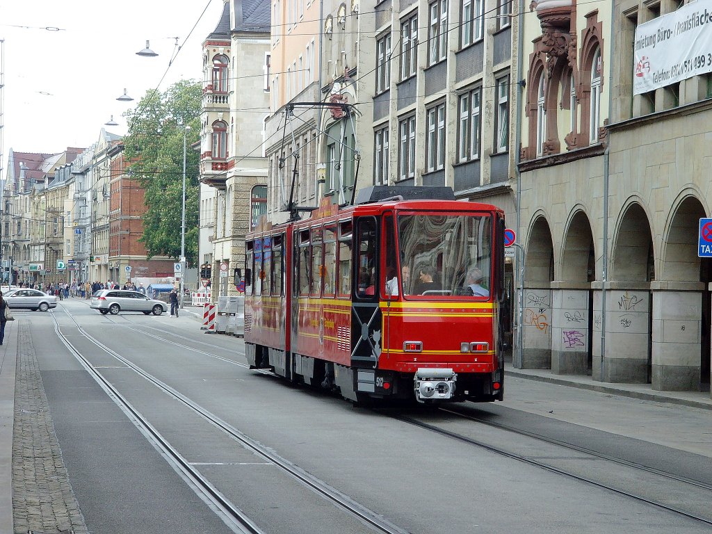 Stadtrundfahrt mit Jubilums-KT4D (in der Bahmnhofstrasse), Erfurt Mai 2010