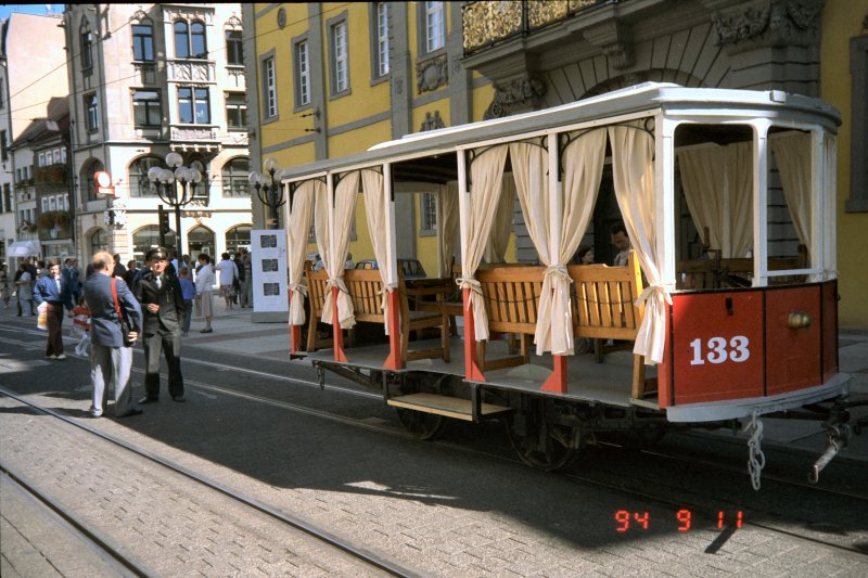 Pferdebahnwagen 133 vor dem Erfurter Angermuseum, 1994