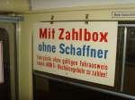 Zahlbox-Schild im Tatra Leipzig