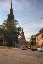 K�penick Depot K�penick mit hist. Strassenbahn anl��lich der Fahrzeugausstellung 1993 im Depot K�penick