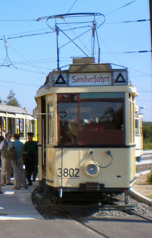 Tw 3802 in der Schleife Falkenberg, Themenfahrt Sommer 2007