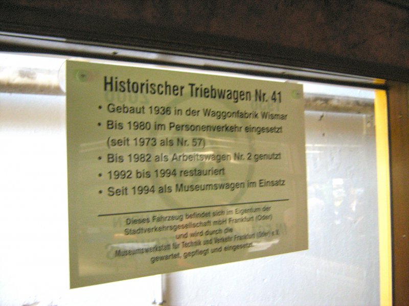 Tw 41 - Informationen fr die Teilnehmer an den Sonderfahrten am Fenster - 9.5.2009