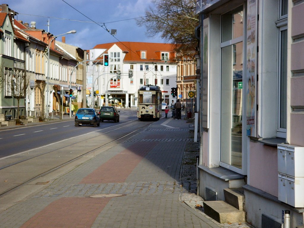 Blick zur Endhaltestelle Lustgarten in Strausberg, November 2009