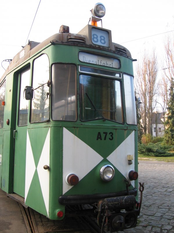 Arbeitstriebwagen A73 im depot, Schneiche-Rdersdorfer-Strassenbahn 2006