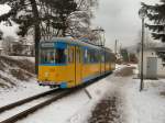 Tw 528 der Thringerwaldbahn in der Schleife Waltershausen, Winter 2006