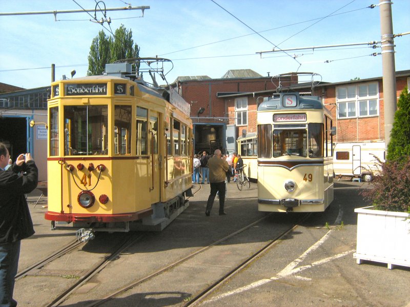 Tw 41 und Tw 49 (Typ Gotha) im alten Depot Bachgasse, 9. 5. 2009
