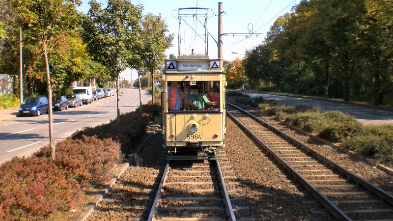 Tw 5984 whrend der Thenfahrt nach Falkenberg, Sommer 2008